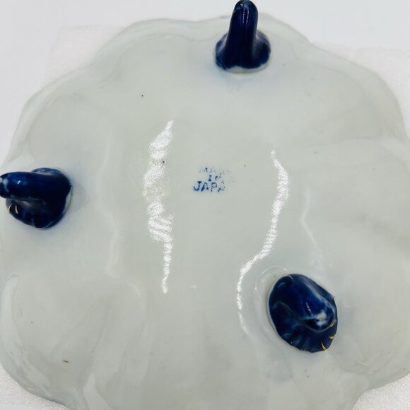 Vintage Porcelain Hand Painted 3-Footed Nut Candy Trinket Dish Japan 8" x 2" - Picture 8 of 8